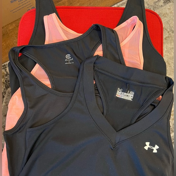 Under Armour Tops - 4 Athletic/Yoga Tops - 3 Black, 1 Orange - Like New